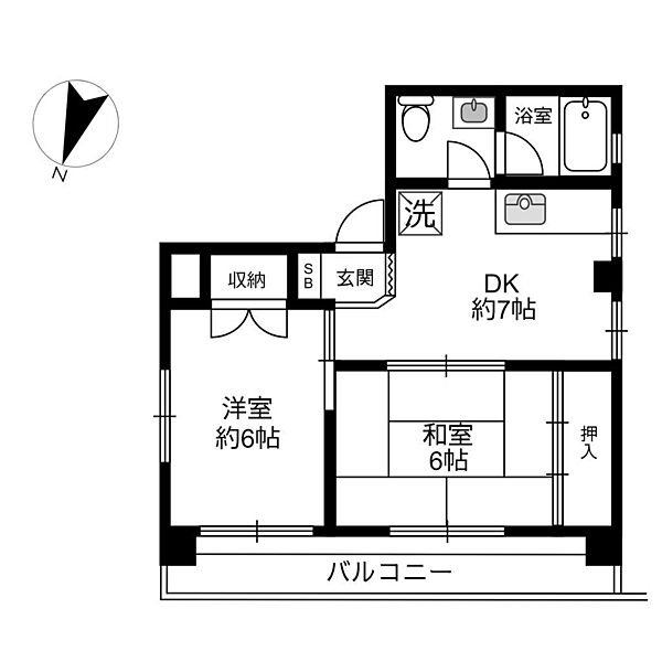 熊内ハイム ｜兵庫県神戸市中央区熊内町４丁目(賃貸マンション2DK・4階・38.72㎡)の写真 その2