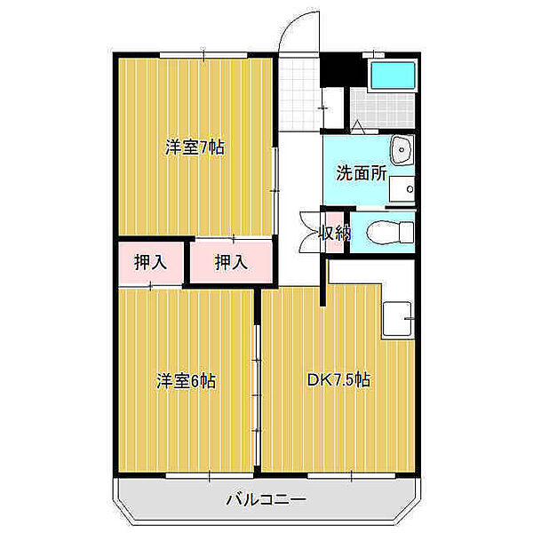 三の丸ロイヤルコーポ 205｜茨城県水戸市三の丸3丁目(賃貸マンション2DK・2階・47.79㎡)の写真 その2