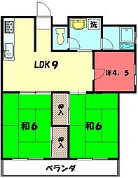 岩崎ビル 3DKの間取図画像
