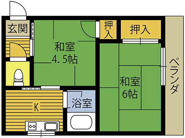 八千代ビル 301｜大分県大分市萩原１丁目(賃貸アパート2K・3階・31.58㎡)の写真 その2