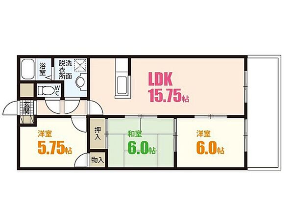 広島県広島市安佐南区緑井4丁目(賃貸アパート3LDK・2階・69.12㎡)の写真 その2