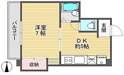 木田ハイツ 1DKの間取図画像