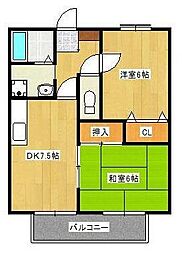プチメゾン野田 2DKの間取図画像