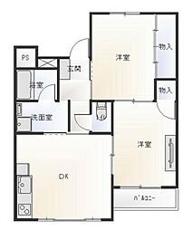 マンション葵2 2DKの間取図画像