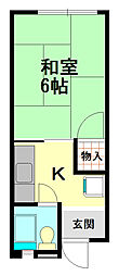 都マンション 1Kの間取図画像
