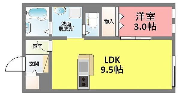 クオーレ六甲 105｜兵庫県神戸市灘区篠原台(賃貸アパート1LDK・1階・34.29㎡)の写真 その2