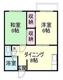 JR山陽本線 東福山駅 徒歩35分の賃貸アパート 2階2DKの間取り