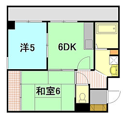 パークコートS1 2階2DKの間取り