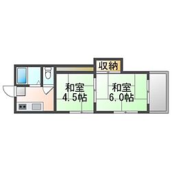 高松琴平電気鉄道長尾線 水田駅 3.1kmの賃貸アパート 2階2Kの間取り