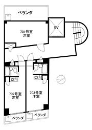 トレジャリィ成増 7階ワンルームの間取り