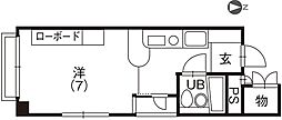 パセオ宝永2 ワンルームの間取図画像