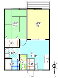 グリーンライフさど 2DKの間取図画像