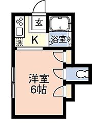 ネオヒルトン 1階1Kの間取り