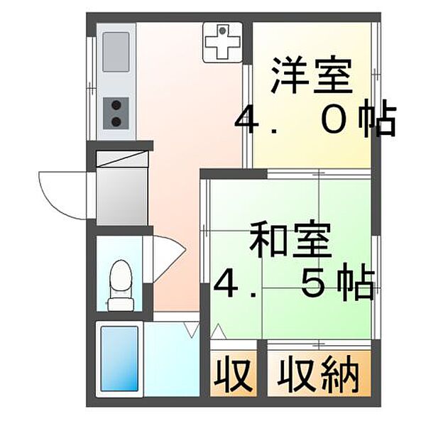 広島県福山市南本庄１丁目(賃貸アパート2K・2階・36.24㎡)の写真 その3