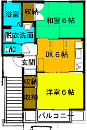 シエル・ラフォーレ 2DKの間取図画像