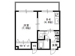 フレグランス枚方 1DKの間取図画像