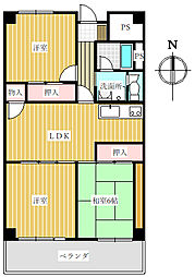 アーバン茜 7階3DKの間取り