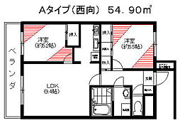 マンションうおもと 2LDKの間取図画像