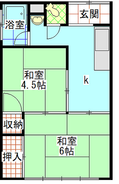 三葛アパート ７｜和歌山県和歌山市三葛(賃貸アパート2K・2階・31.14㎡)の写真 その2