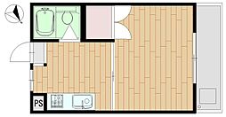 桑崎ハイツ 2階1Kの間取り
