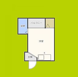 豊ハイツ清水 3階ワンルームの間取り