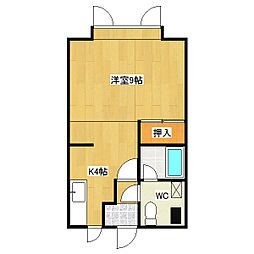 カルム高栄東 1階1Kの間取り