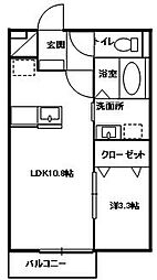 キャトルセゾンA 1SKの間取図画像