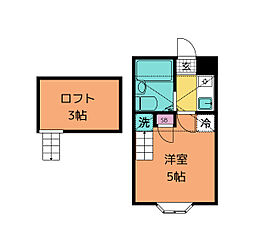 プリメイラ台原 2階1Kの間取り