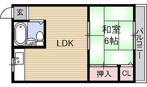 サンハイツいすゞ 701号室｜大阪府茨木市五十鈴町(賃貸マンション1LDK・3階・33.00㎡)の写真 その2