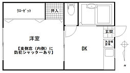 ベルローザ １０２ 1階1DKの間取り