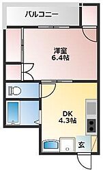 ＡＢＥビル 5階1DKの間取り