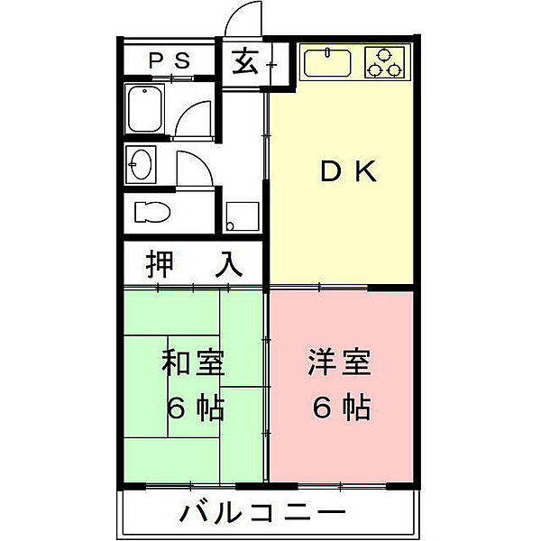 岐阜県岐阜市鷺山東1丁目(賃貸マンション2DK・1階・40.15㎡)の写真 その2