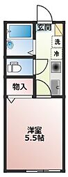 フルセイル片倉町 2階1Kの間取り