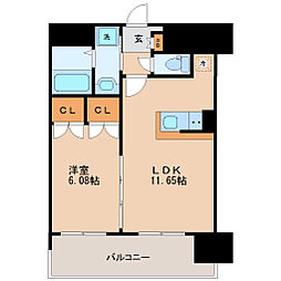 アルティザ仙台花京院 1LDKの間取図画像