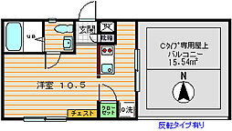 高尾一番館 ワンルームの間取図画像