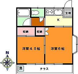 ハイツロータス 2Kの間取図画像