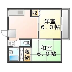 JR山陽本線 東福山駅 徒歩5分の賃貸アパート 2階2DKの間取り