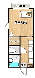 キーウェスト 1Kの間取図画像