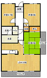 マーブル参番館 3LDKの間取図画像