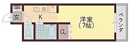 キャトルセゾン 1Kの間取図画像