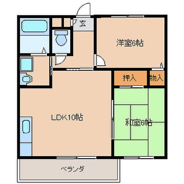 プレシオ21 202｜福岡県久留米市大善寺町宮本(賃貸アパート2LDK・2階・53.00㎡)の写真 その2