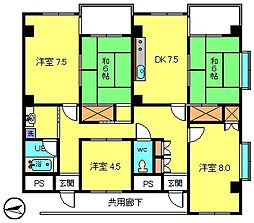 第5カネ長ビル 4階5DKの間取り