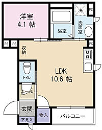 エクレール多摩川 3階1LDKの間取り