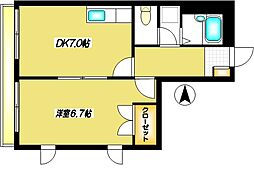 メゾンフォレスト 1DKの間取図画像