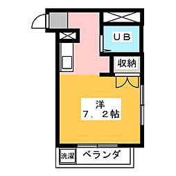 サザン・ウイング ワンルームの間取図画像