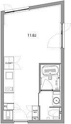 コートモデリア四谷荒木町 3階ワンルームの間取り