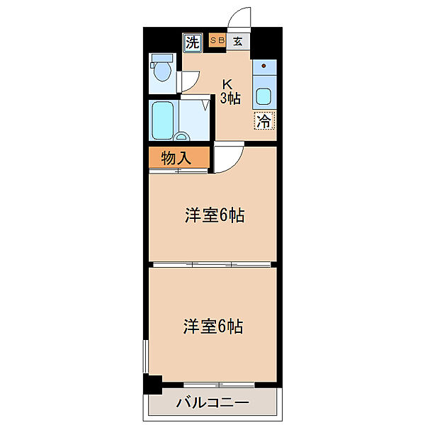 ベルシティ土樋 ｜宮城県仙台市若林区土樋(賃貸マンション2K・3階・30.43㎡)の写真 その2