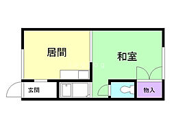 新都ハイツ・1 1DKの間取図画像