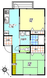 アーバンハギタ3 2Kの間取図画像