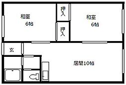 札幌市営東豊線 豊平公園駅 徒歩5分の賃貸アパート 2階2LDKの間取り